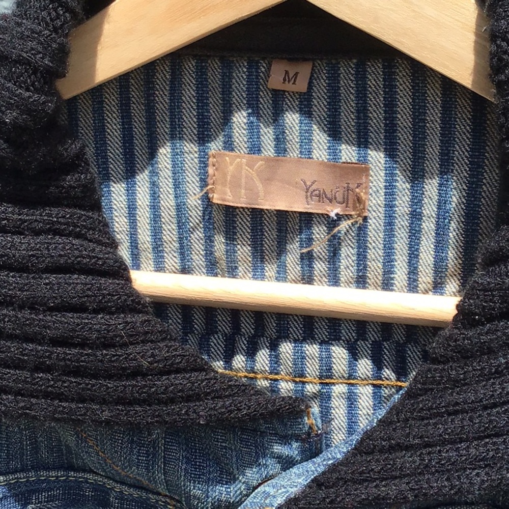 Yanuk Denim Jacket w/ Knit Shawl Collar & Cuffs S - Picture 5 of 10